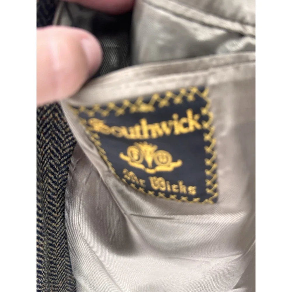 Southwick Vintage Mens 42 Herringbone Tweed Blazer Wool Sport Coat Preppy USA